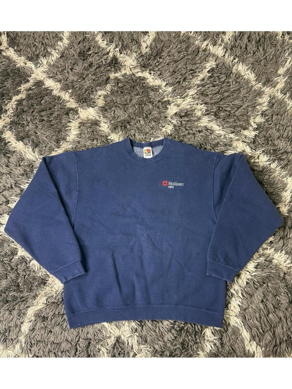 Vintage Fruit of the Loom Super Cotton Sweatshirt Crewneck Navy Blue Plain L